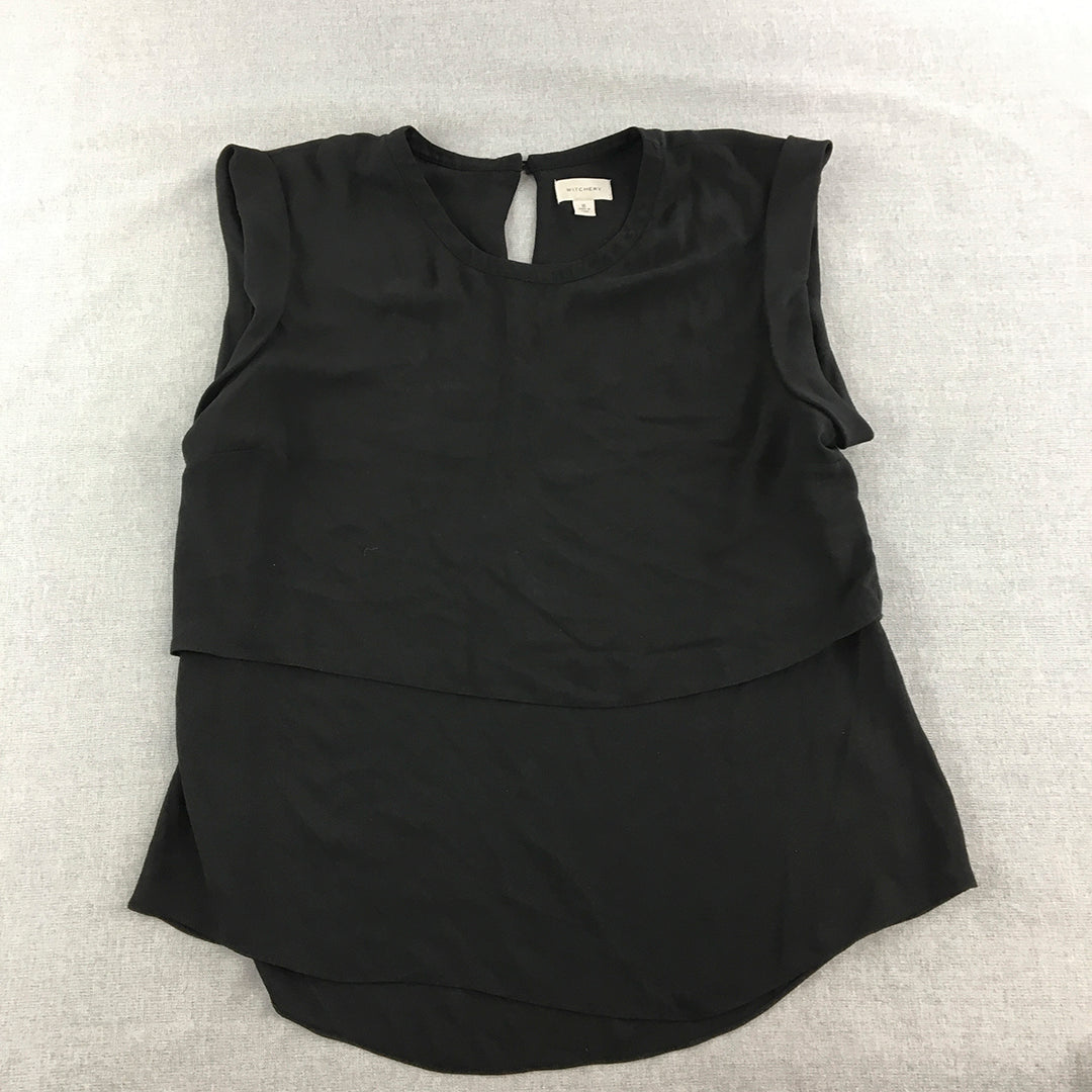 Witchery Womens Top Size 16 Black Sleeveless Round Neck Tank Blouse