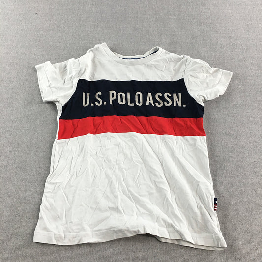 U.S. Polo Assn. Kids Boys T-Shirt Youth Size S White Logo Short Sleeve Top