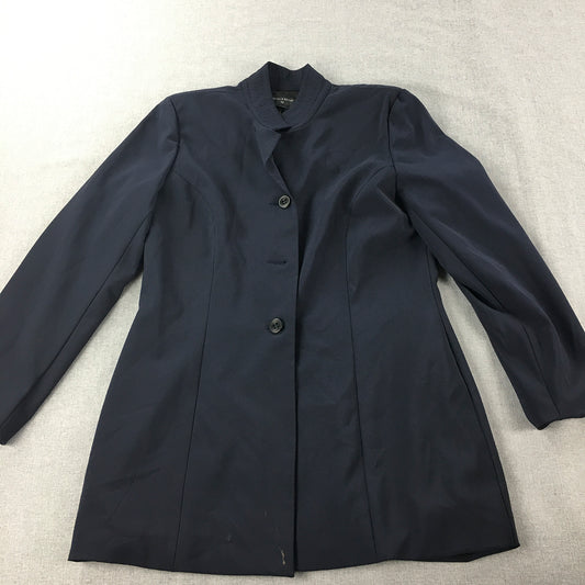 Martina & Richard Womens Blazer Jacket Size 12 Navy Blue Button Collared Coat