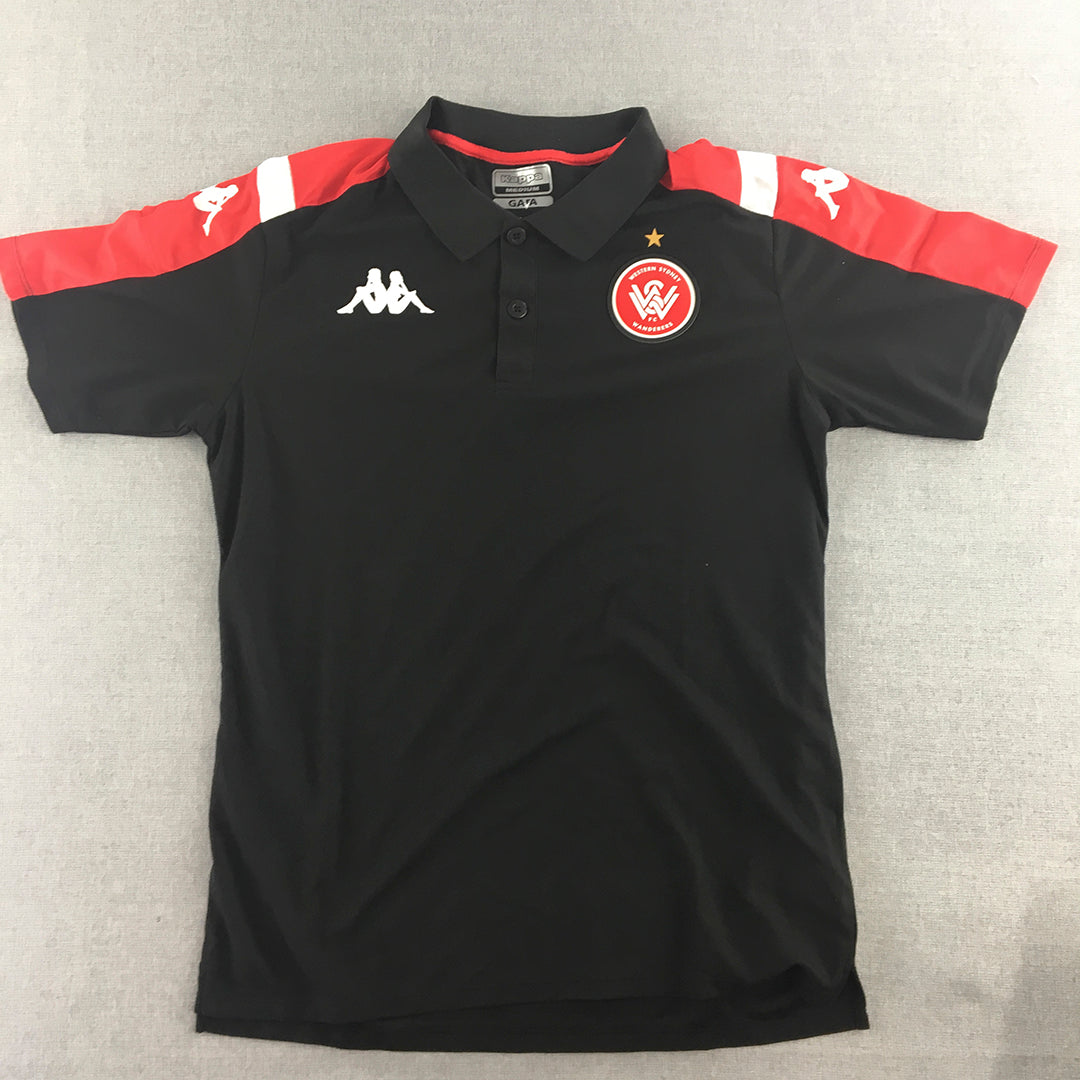 Western Sydney Wanderers Mens Polo Shirt Size M Black WSW Kappa