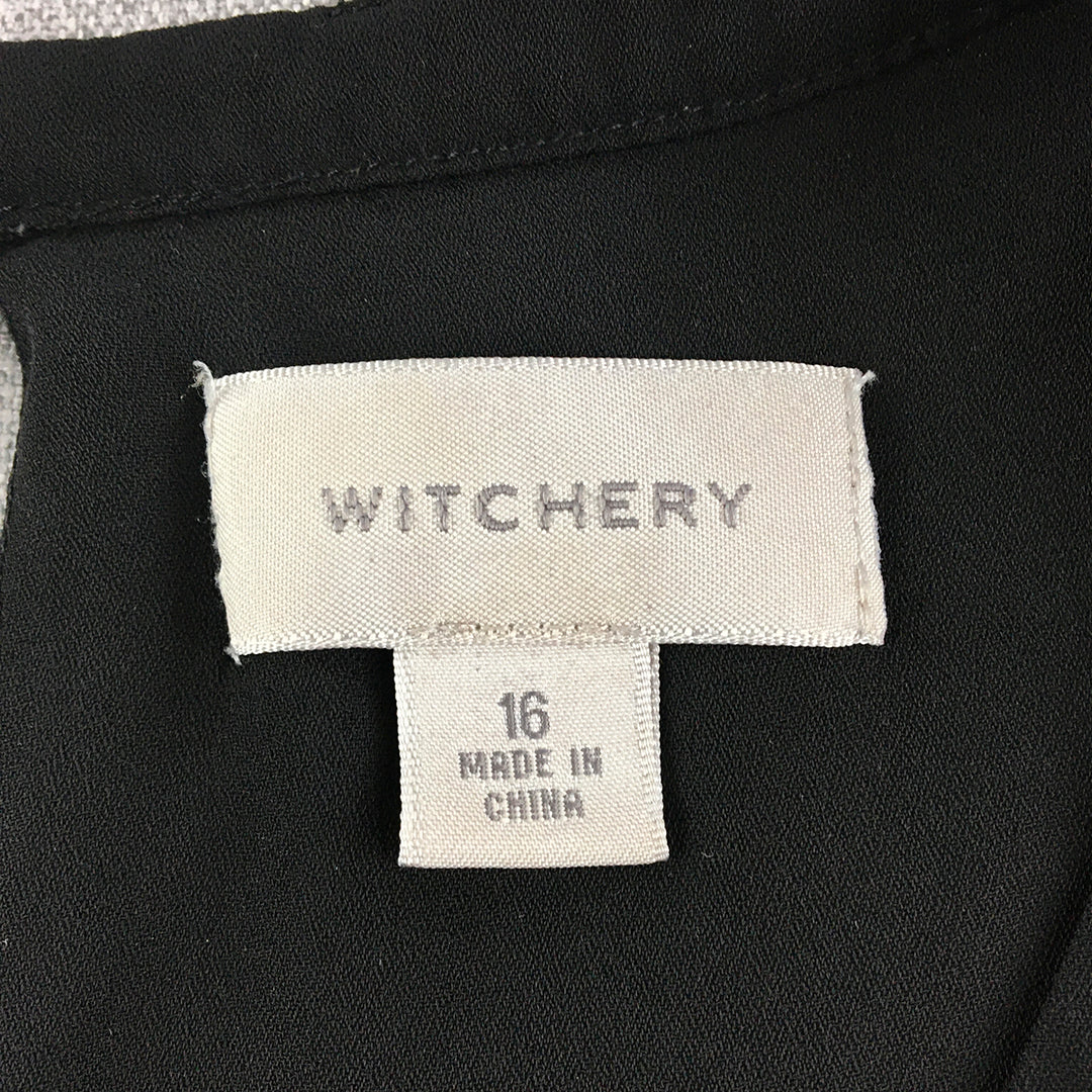 Witchery Womens Top Size 16 Black Sleeveless Round Neck Tank Blouse