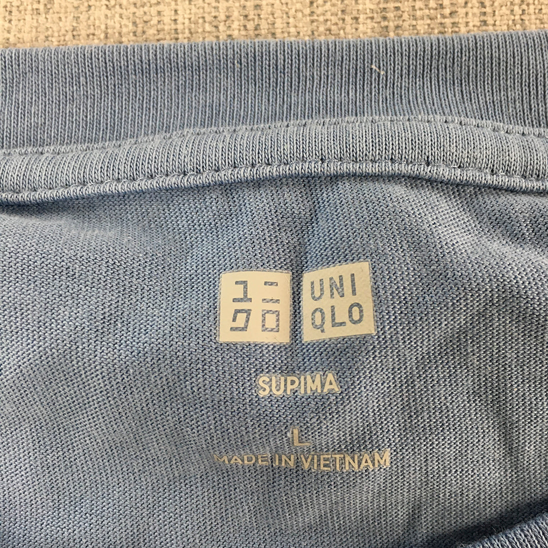 Uniqlo Mens T-Shirt Size L Light Blue Short Sleeve Crew Neck Tee