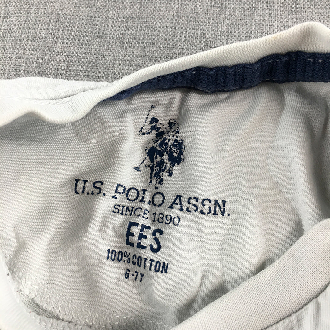 U.S. Polo Assn. Kids Boys T-Shirt Youth Size S White Logo Short Sleeve Top