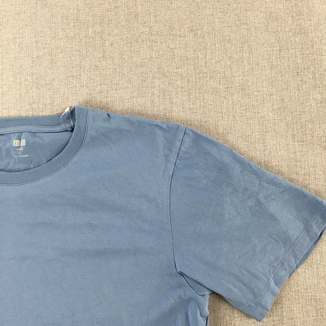 Uniqlo Mens T-Shirt Size L Light Blue Short Sleeve Crew Neck Tee