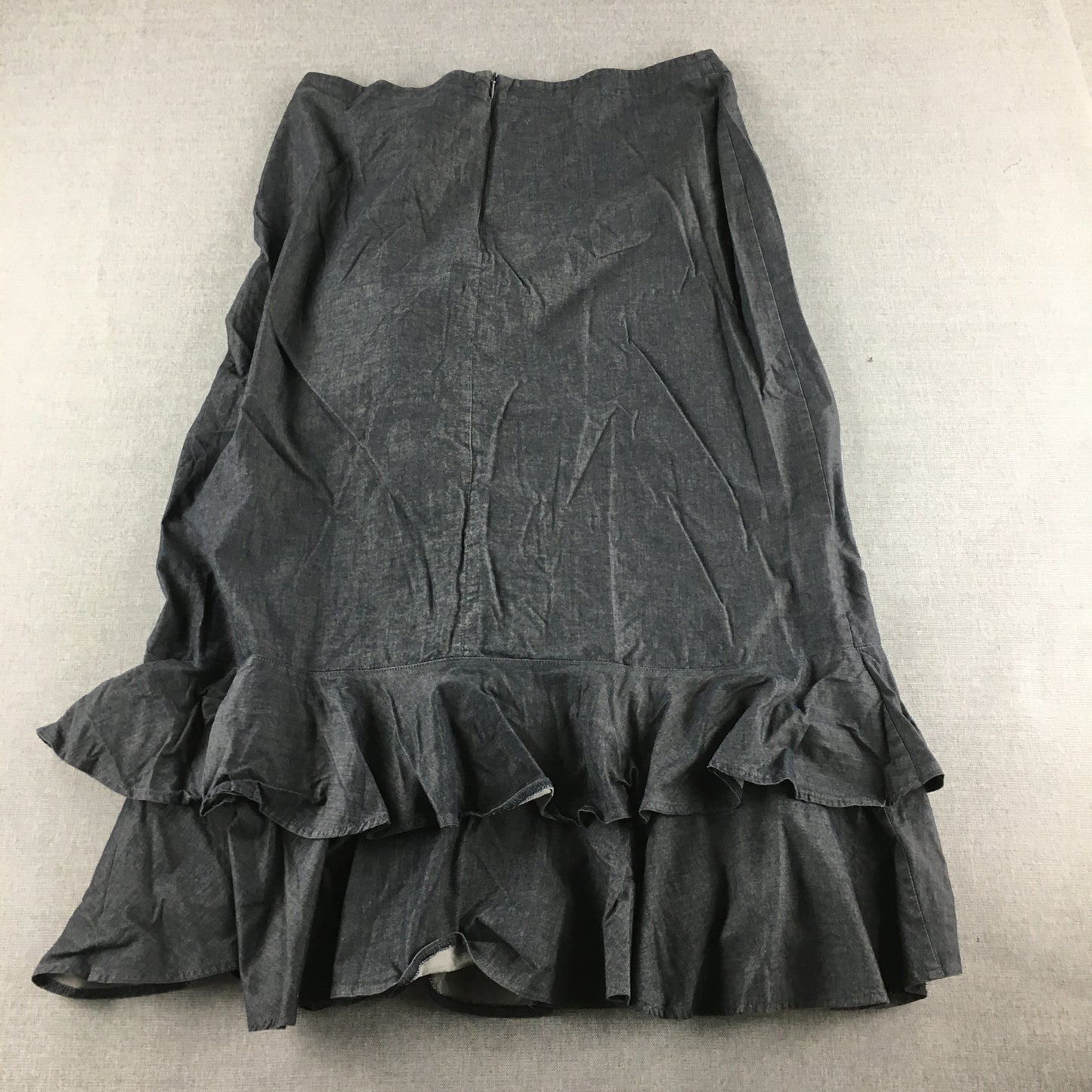 New Creation Womens Denim Maxi Skirt Size 36 Black Frilled