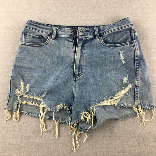 Lee Womens Denim Shorts Size 12 Blue Distressed Pockets