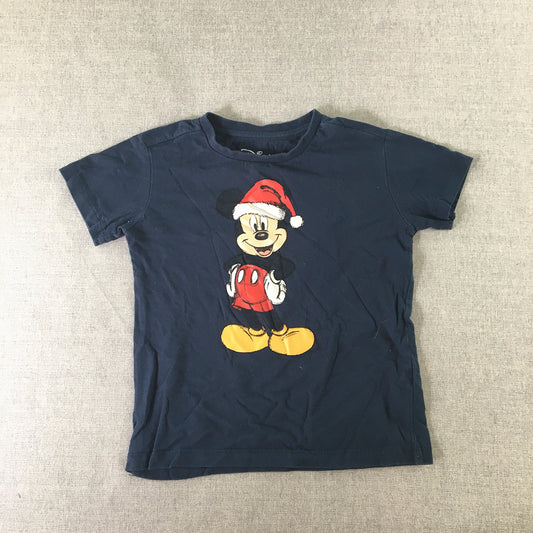 Disney Mickey Mouse Kids Boys T-Shirt Size 4 Blue Christmas Short Sleeve Top