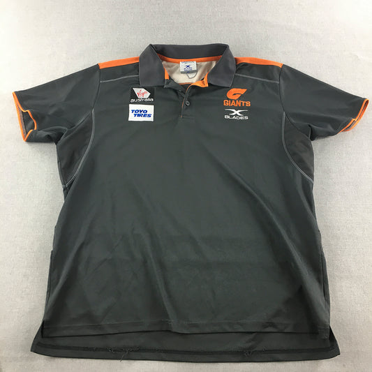 GWS Giants Mens Polo Shirt Size 3XL Grey AFL Football Short Sleeve Collared