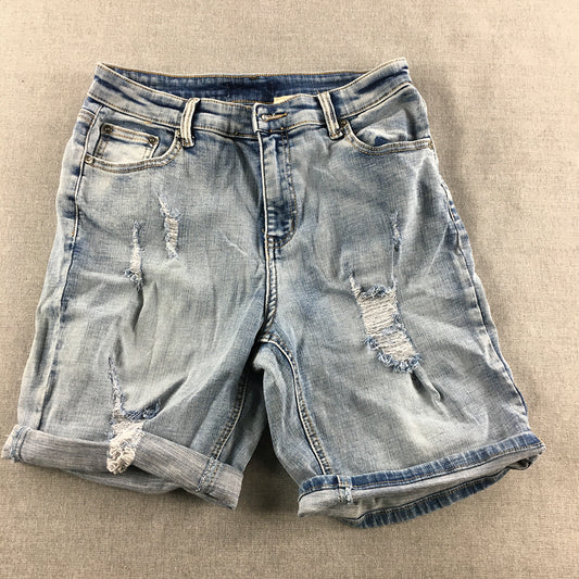 Saige + Paige Womens Denim Shorts Size 12 Blue Distressed Pockets