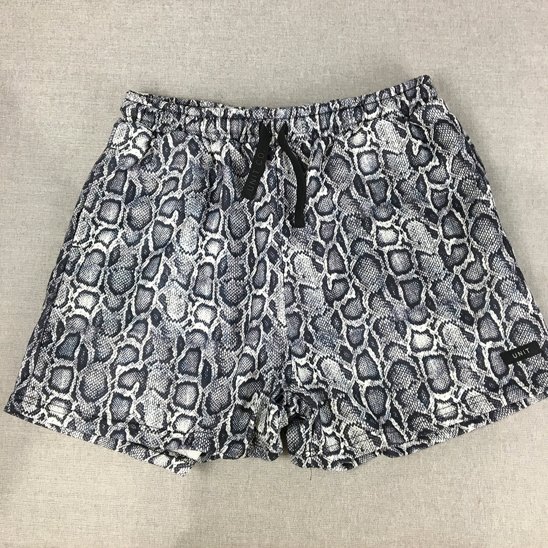 Unit Womens Shorts Size M (12) Blue Snakeskin Pattern Athletic Running Gym