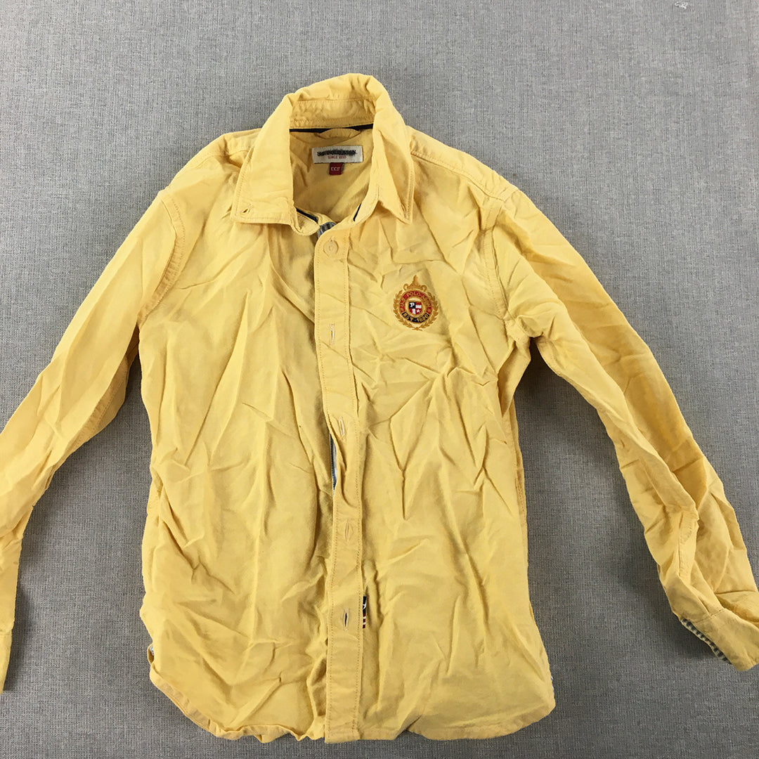 U.S. Polo Assn Kids Boys Shirt Youth Size S Yellow Long Sleeve Logo Button-Up