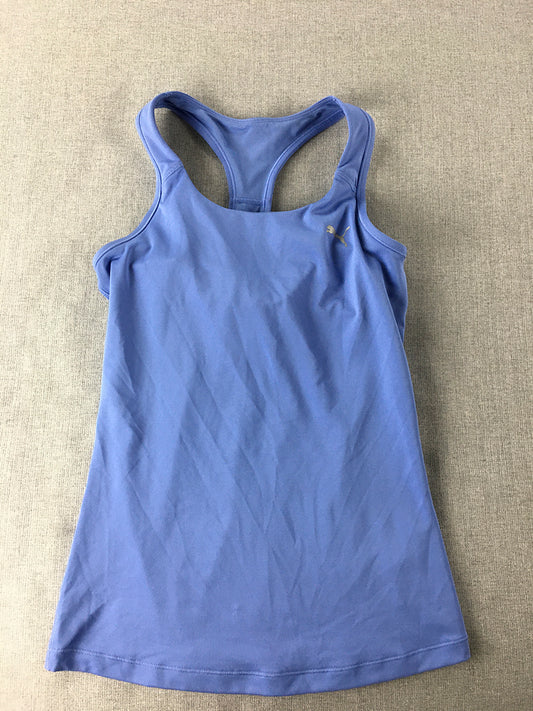 Puma Womens Tank Top Size XS Blue Logo Sleeveless Shirt Activewear