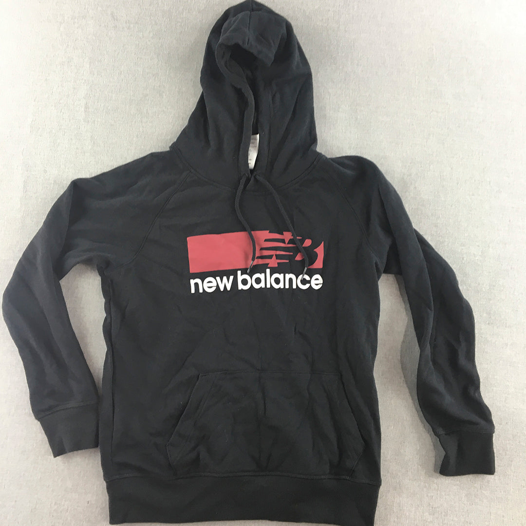 New Balance Womens Hoodie Sweater Size S Black Logo Pullover Jumper