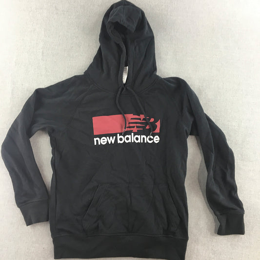 New Balance Womens Hoodie Sweater Size S Black Logo Pullover Jumper