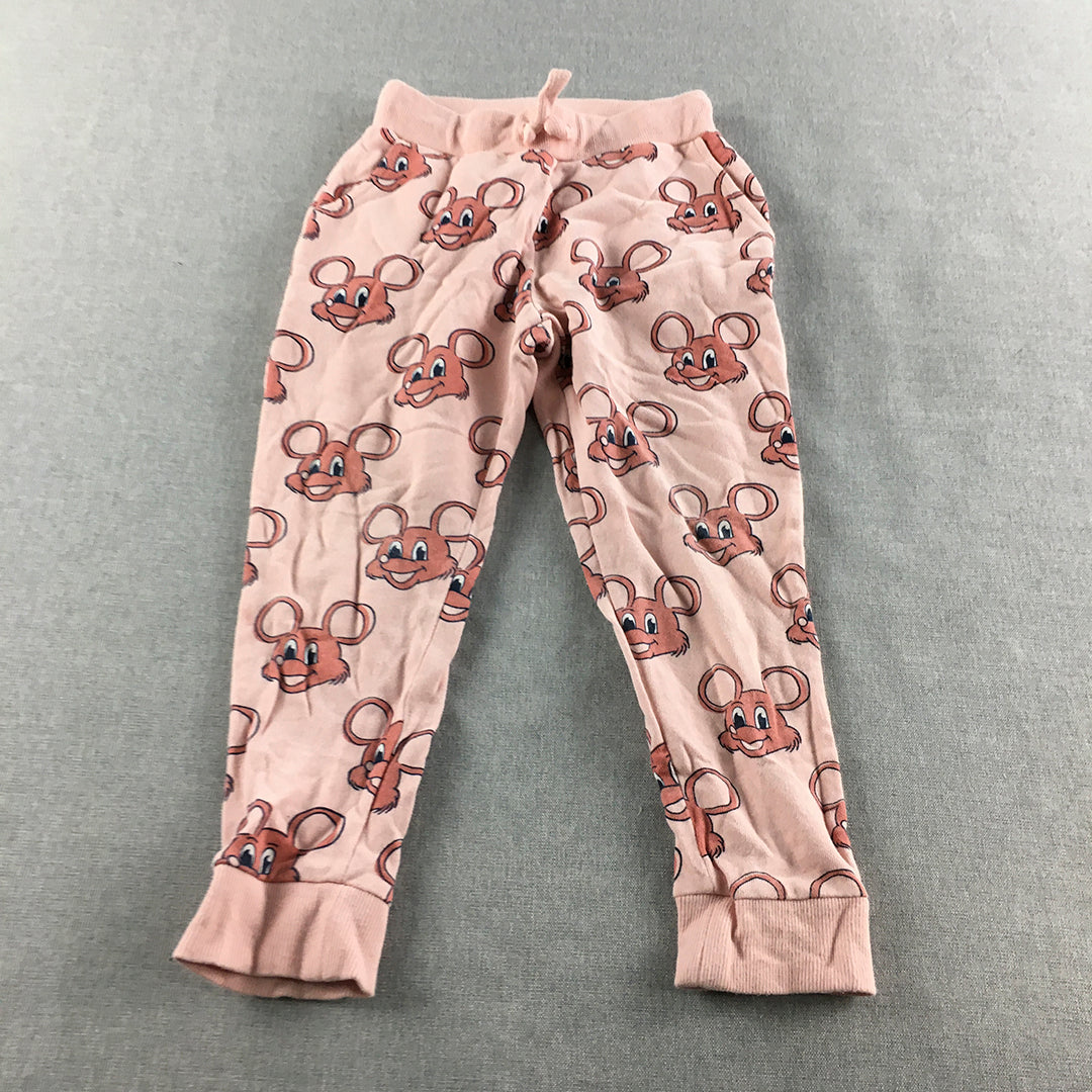 Seed Heritage Kids Girls Pants Size 5 Pink Mouse Pattern Jogger Elastic Waist