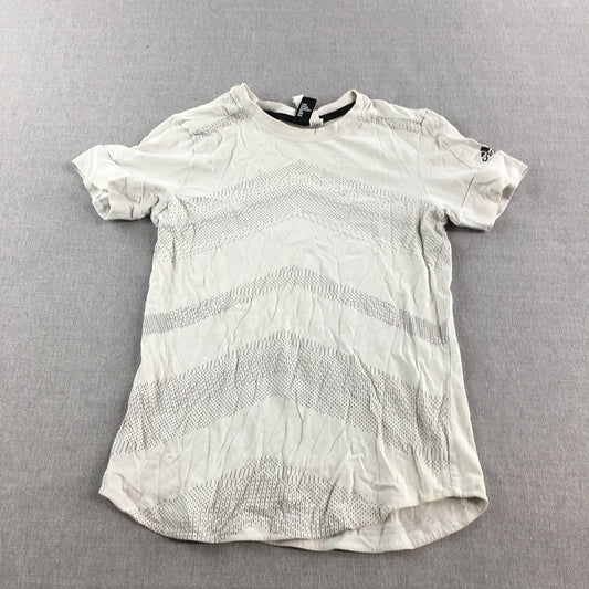 Adidas Kids Boys T-Shirt Size 11 - 12 Years White Striped Logo Top