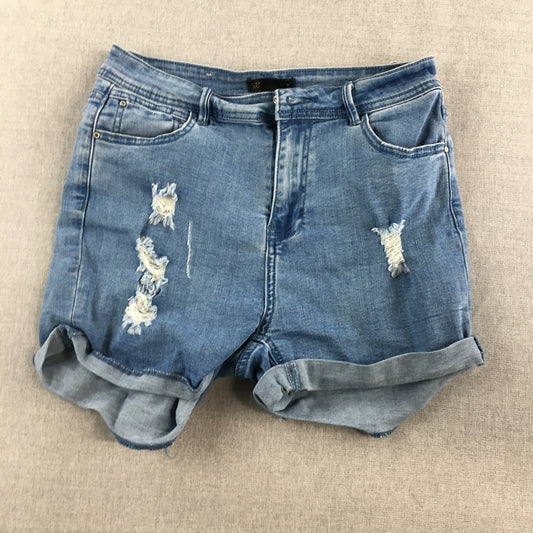 Seed Heritage Womens Denim Shorts Size M Blue Distressed Pockets