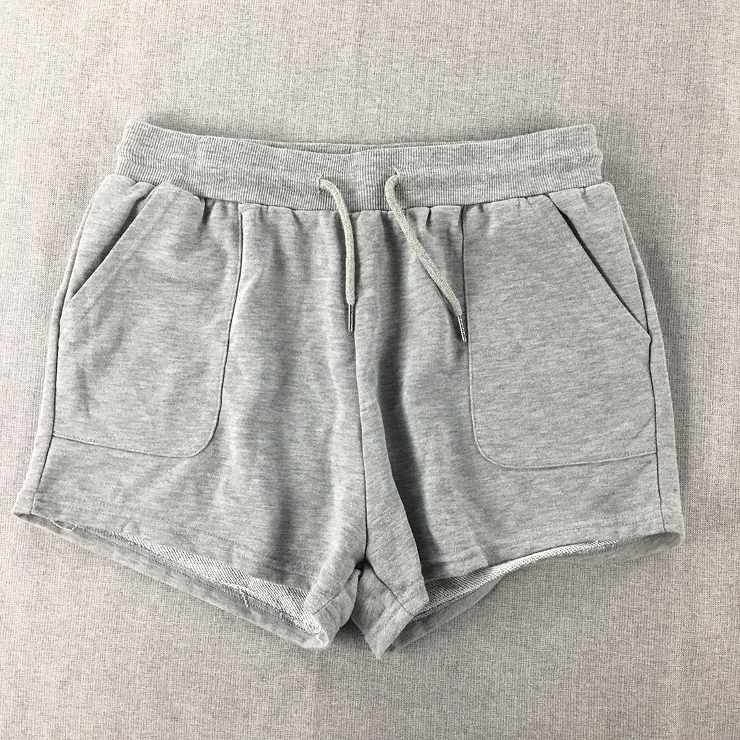 Valleygirl Womens Shorts Size L Grey Pockets Drawstring Knit