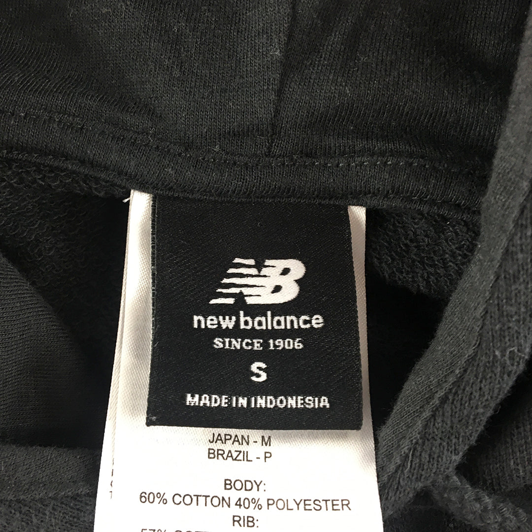 New Balance Womens Hoodie Sweater Size S Black Logo Pullover Jumper