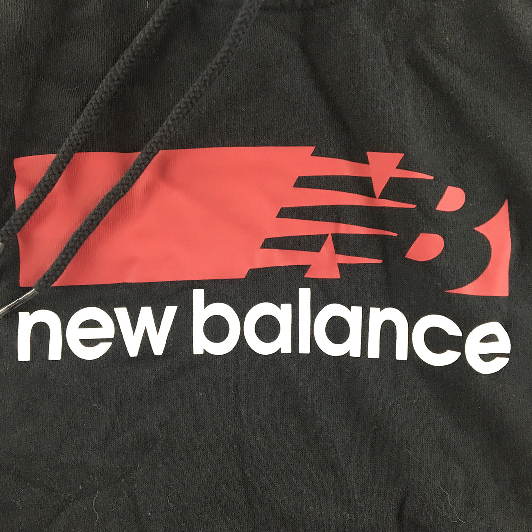 New Balance Womens Hoodie Sweater Size S Black Logo Pullover Jumper