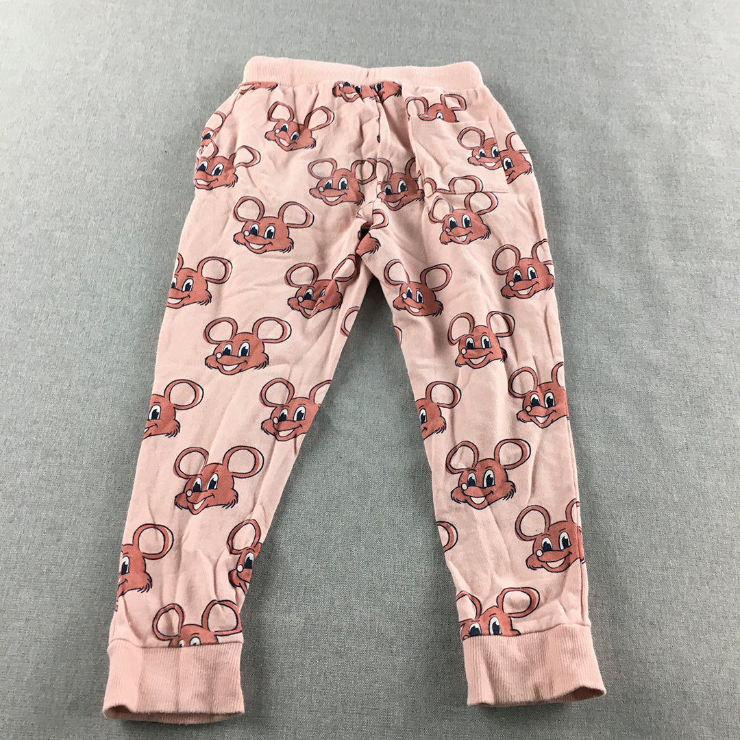 Seed Heritage Kids Girls Pants Size 5 Pink Mouse Pattern Jogger Elastic Waist