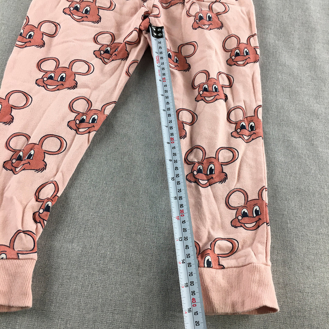 Seed Heritage Kids Girls Pants Size 5 Pink Mouse Pattern Jogger Elastic Waist