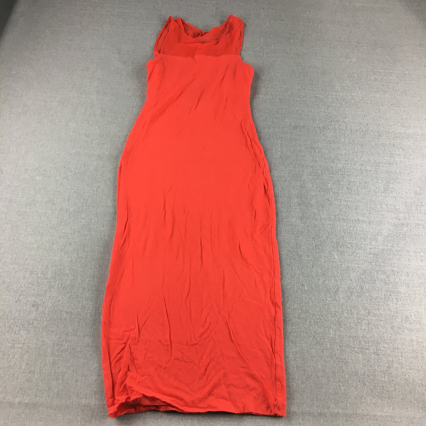 Kookai Womens Silk Blend Dress Size 1 Orange Sleeveless Bodycon Midi