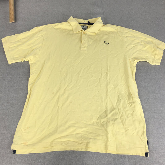 Eagle Bay Mens Polo Shirt Size L Yellow Logo Collared Short Sleeve Rugby