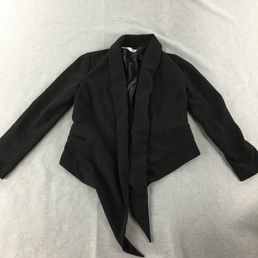 MINKPINK Womens Open-Front Blazer Size 8 Black Collared Jacket