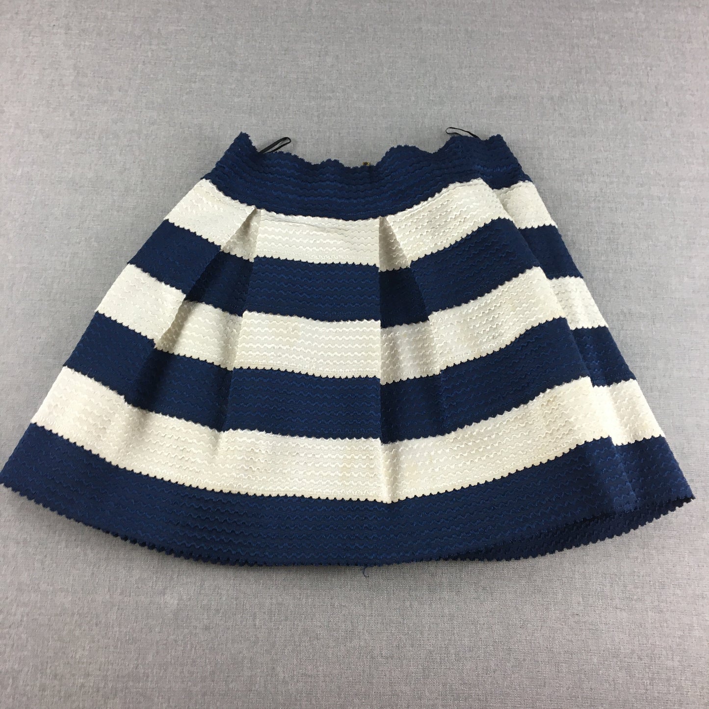 Blossom Womens Mini Skirt Size 12 Blue White Striped Pleated