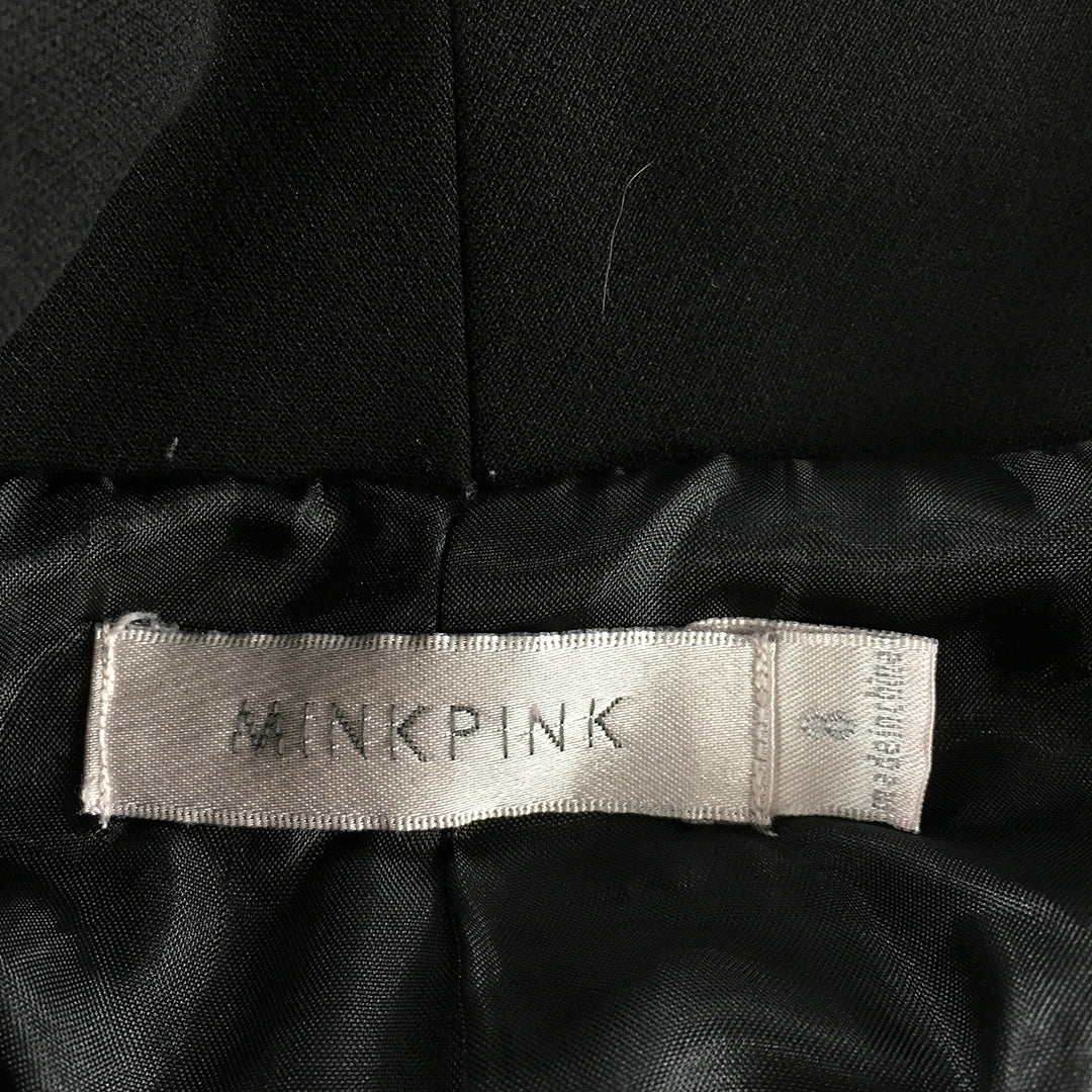 MINKPINK Womens Open-Front Blazer Size 8 Black Collared Jacket