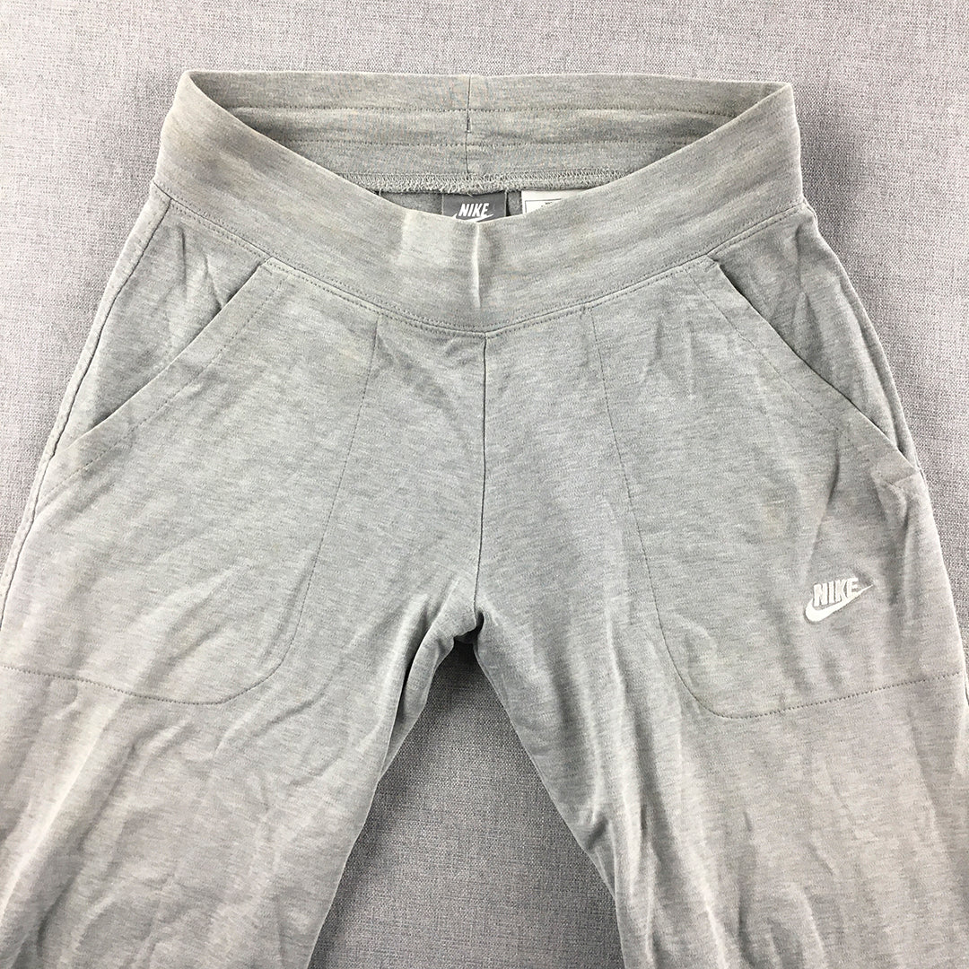 Nike Kids Girls Tracksuit Pants Size M (10 - 12 Years) Grey Logo Pockets Jogger