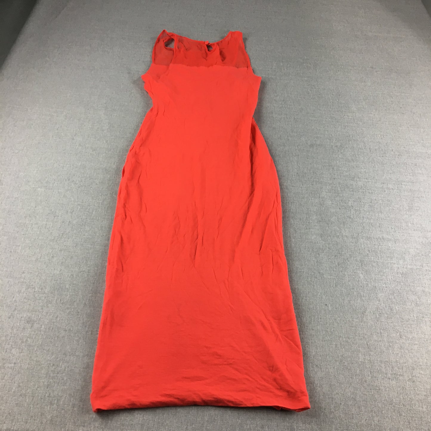 Kookai Womens Silk Blend Dress Size 1 Orange Sleeveless Bodycon Midi