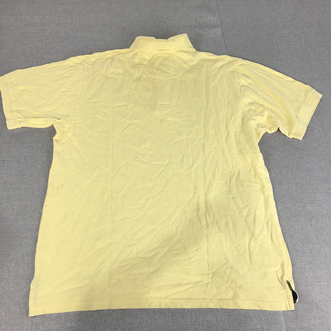 Eagle Bay Mens Polo Shirt Size L Yellow Logo Collared Short Sleeve Rugby