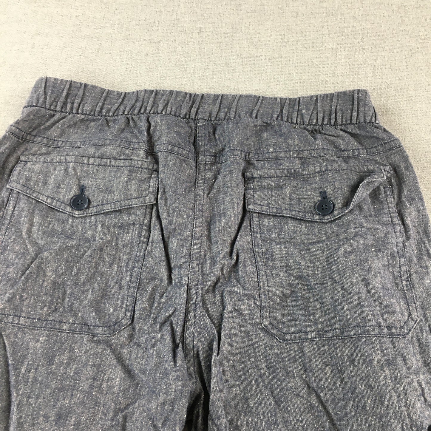 Sportscraft Womens Linen Pants Size 8 Blue Elastic Waist Pockets