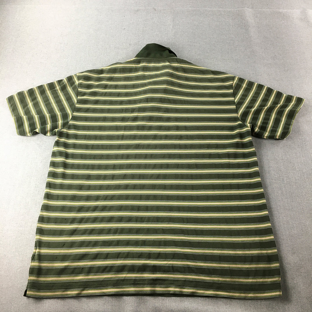 Nike Golf Mens Polo Shirt Size L Green Striped Collared Rugby