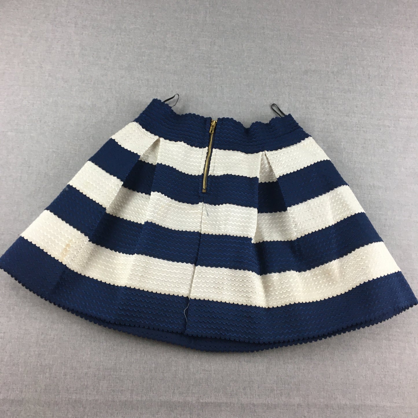 Blossom Womens Mini Skirt Size 12 Blue White Striped Pleated