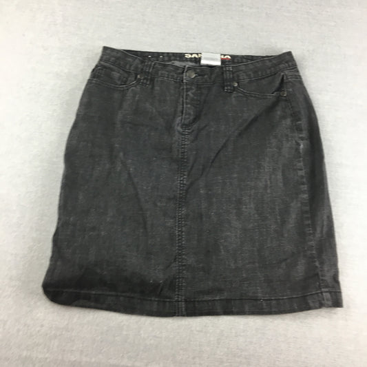 Santana Jeans Womens Denim Skirt Size 12 Black Pockets Straight