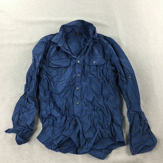 Apt. 9 Mens Shirt Size M Blue Pockets Long Sleeve Button-Up Collared