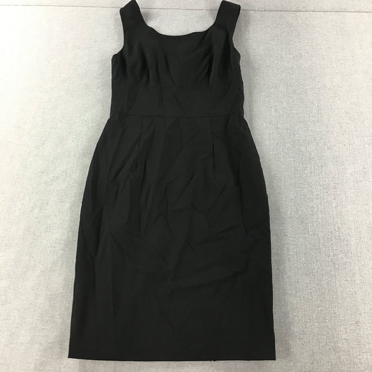 Saba Womens Wool Mini Dress Size 8 Black Sleeveless Pencil