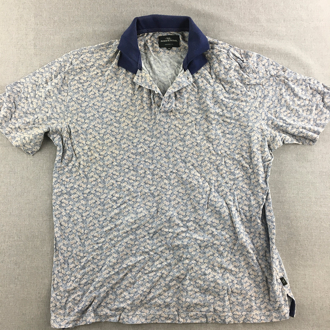 Rodd & Gunn Mens Polo Shirt Size 2XL Blue Floral Original Fit Rugby