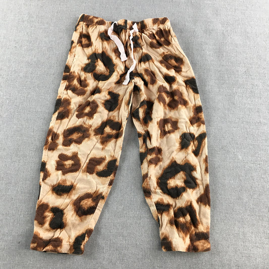 Peter Alexander Jnr Kids Girls Sleep Pants Size 4 Brown Leopard Dot Print Pajama