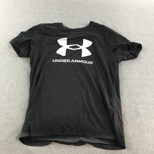 Under Armour Kids Boys T-Shirt Youth Size L Black Short Sleeve Logo Top