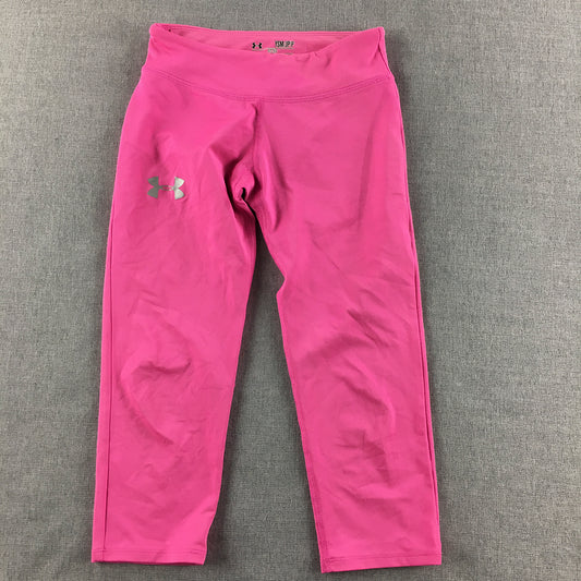 Under Armour Kids Girls Leggings Youth Size M Pink 3/4 Length Activewear Pants