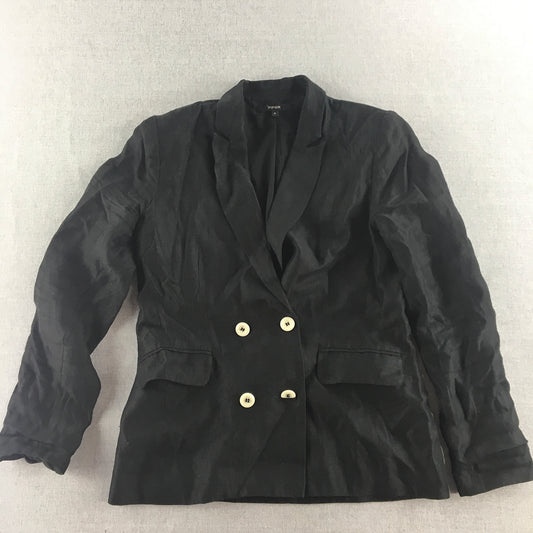 Piper Womens Double Breasted Jacket Size S Black Button Collared Blazer Coat