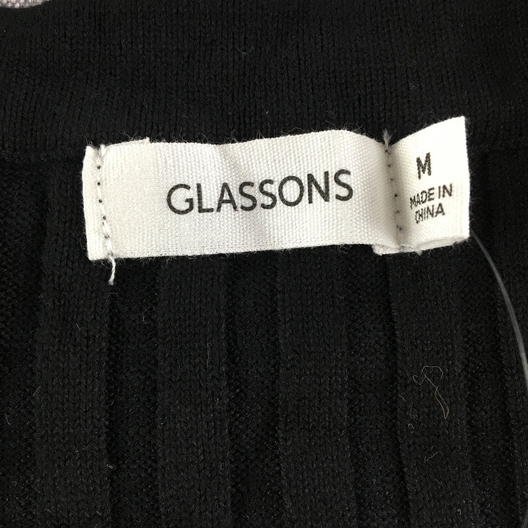 NEW Glassons Womens Knit Cardigan Size M Black Stretch Fabric Cropped Tie-Up