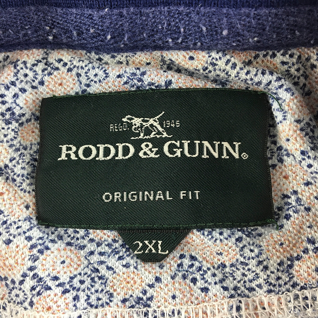 Rodd & Gunn Mens Polo Shirt Size 2XL Blue Floral Original Fit Rugby