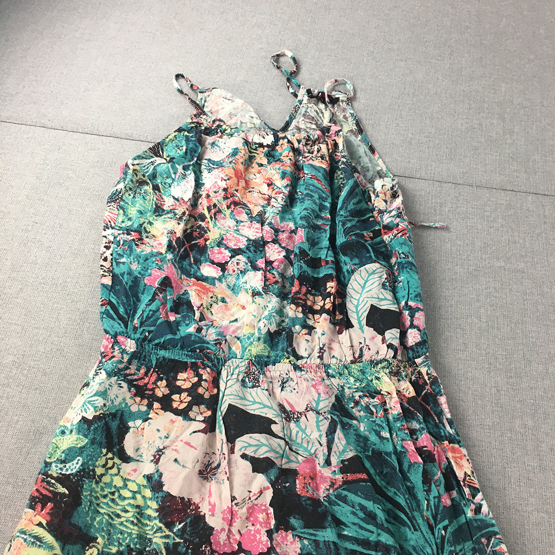 Ginger Womens Dress Size M Green Floral Sleeveless Knee Length