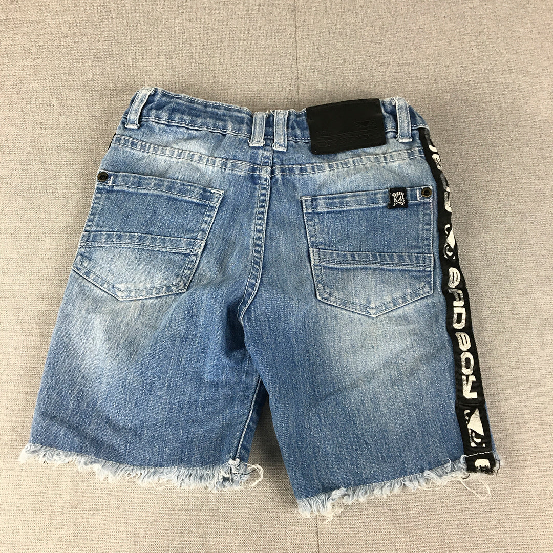 Bad Boy Kids Boys Denim Shorts Size 5 Blue Pockets Jorts Raw Hem