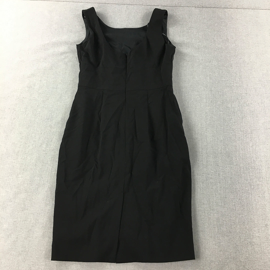 Saba Womens Wool Mini Dress Size 8 Black Sleeveless Pencil